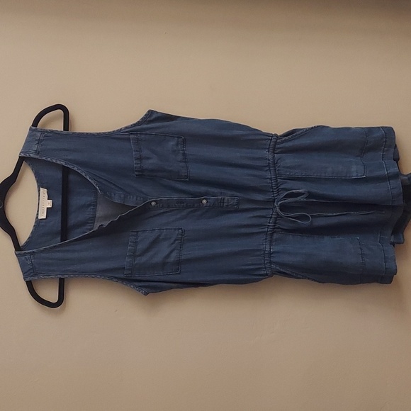 LOVESTITCH Chambray Sleeveless Short Romper - Picture 2 of 12